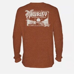 Hurley Everyday Island Vibes Long Sleeve Tee Lg. Brickyard Heather NEW With Tags